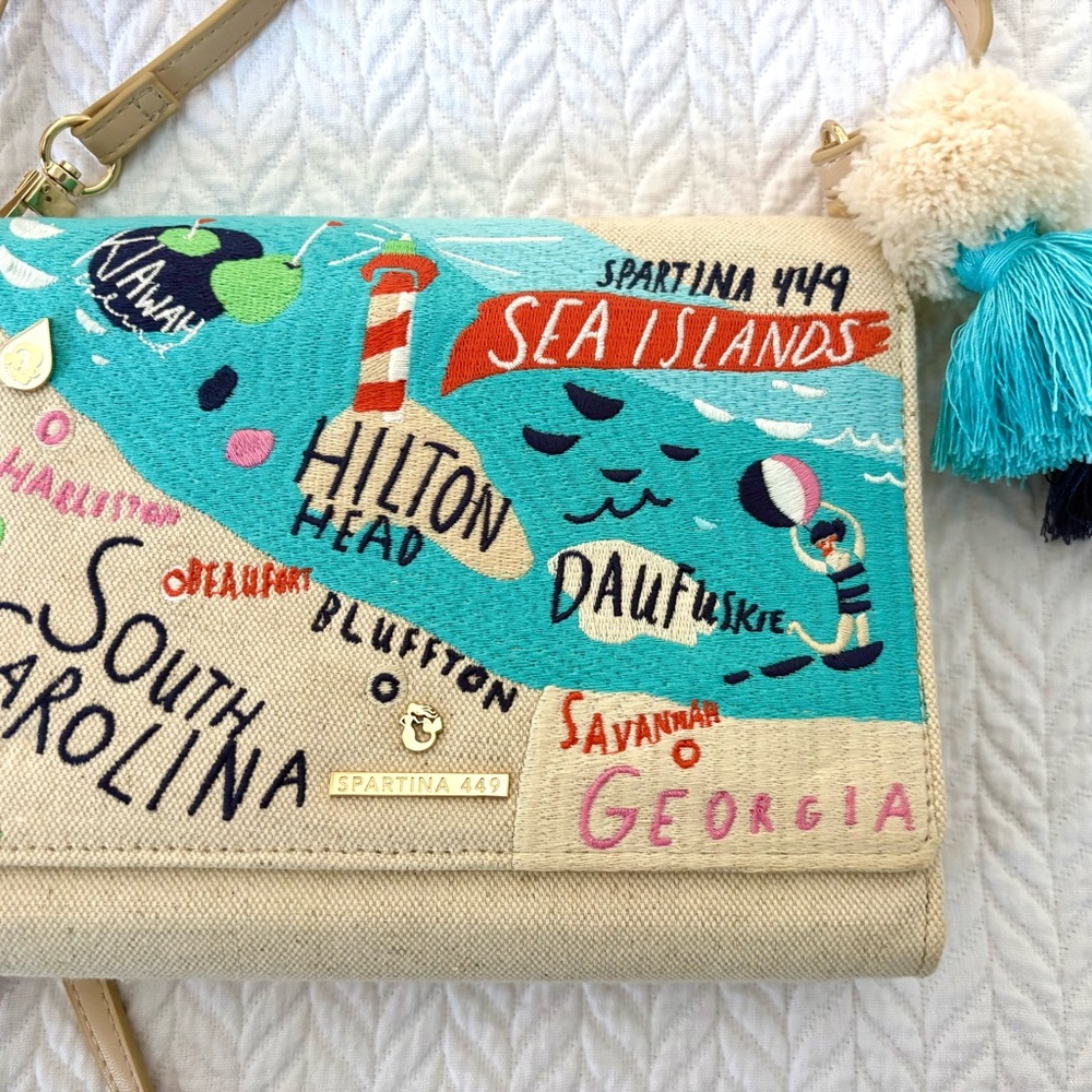 Spartina 449 Sea Islands Crossbody Bag - Blue and Tan - Picture 7 of 10